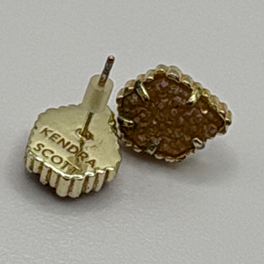 Kendra Scott Tessa Gold Sand Drusy Stud Earrings - Picture 3 of 5